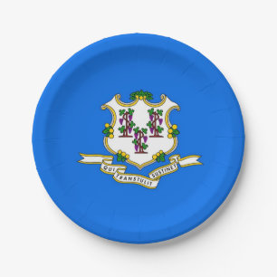 Patriotic paper plate with flag of Connecticut