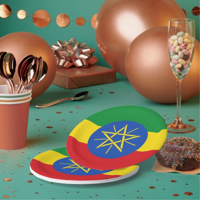 Patriotic paper plate with flag of Ethiopia (Multi)