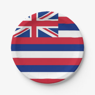 Patriotic paper plate with flag of Hawaii
