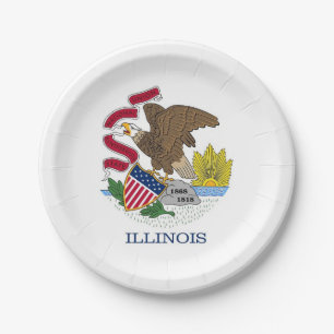 Patriotic paper plate with flag of Illinois