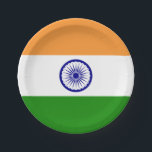Patriotic paper plate with flag of India<br><div class="desc">Celebrate Indian Heritage with Flag Paper Plates: Add a touch of Indian pride to your gatherings with our exclusive paper plates featuring the vibrant flag of India! Crafted with attention to detail, these plates are more than just tableware; they're a celebration of India's rich cultural heritage and national pride. The...</div>