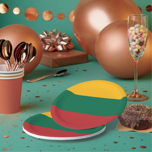 Patriotic paper plate with flag of Lithuania (Multi)