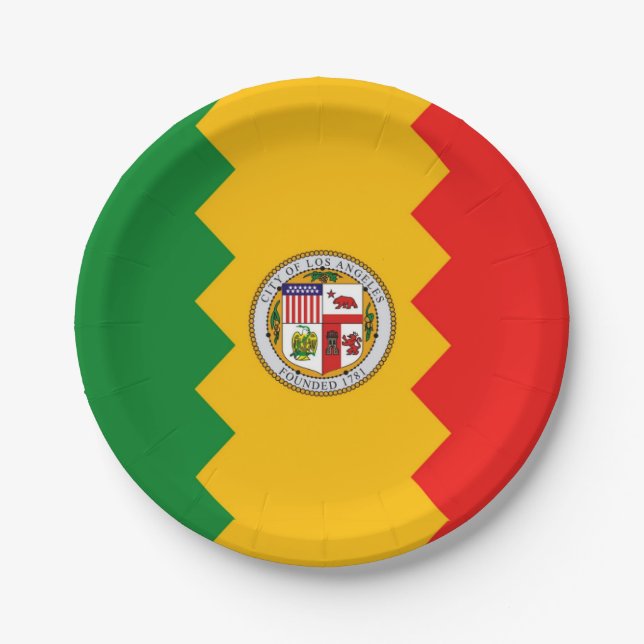 Patriotic paper plate with flag of Los Angeles (Front)