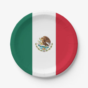 Patriotic paper plate with flag of Mexico