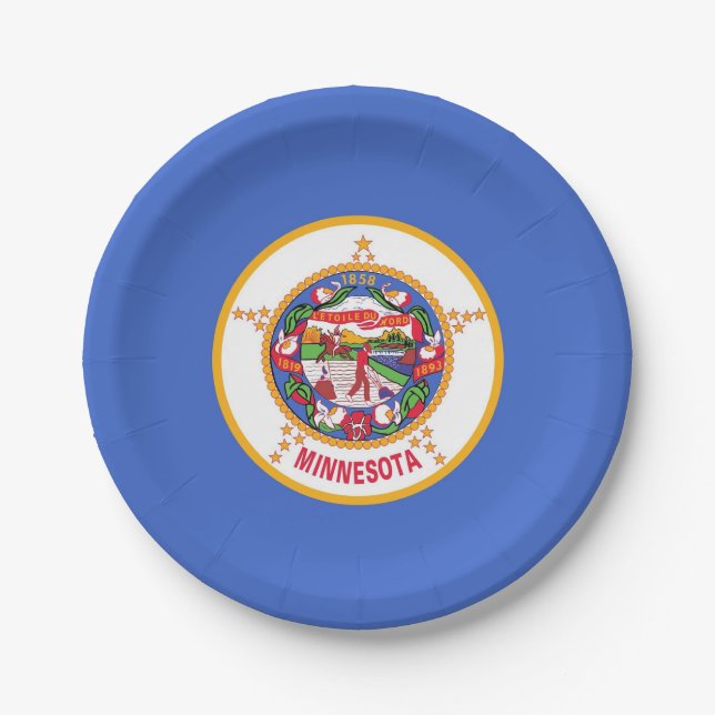 Patriotic paper plate with flag of Minnesota (Front)