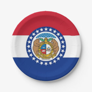 Patriotic paper plate with flag of Missouri