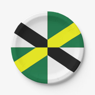 Patriotic paper plate with flag of Monterey City.