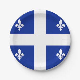 Patriotic paper plate with flag of Quebec