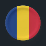 Patriotic paper plate with flag of Romania<br><div class="desc">Add a touch of Romanian pride to your celebrations with our exclusive paper plate featuring the flag of Romania! Crafted with meticulous attention to detail, this paper plate is more than just a disposable item; it’s a celebration of Romania’s heritage and cultural pride. The vibrant design prominently displays the iconic...</div>