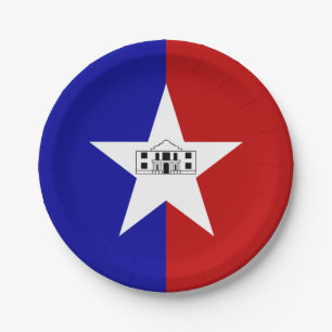 Patriotic paper plate with flag of San Antonio