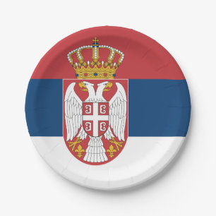 Patriotic paper plate with flag of Serbia