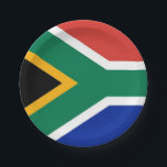 Patriotic paper plate with flag of South Africa<br><div class="desc">Celebrate in style with these vibrant paper plates featuring the flag of South Africa! Crafted with high-quality materials, these plates are both durable and sturdy, making them perfect for any occasion. The bold design proudly displays the unique pattern of the South African flag, with its horizontal Y-shape incorporating green, black,...</div>