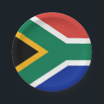 Patriotic paper plate with flag of South Africa<br><div class="desc">Celebrate in style with these vibrant paper plates featuring the flag of South Africa! Crafted with high-quality materials, these plates are both durable and sturdy, making them perfect for any occasion. The bold design proudly displays the unique pattern of the South African flag, with its horizontal Y-shape incorporating green, black,...</div>