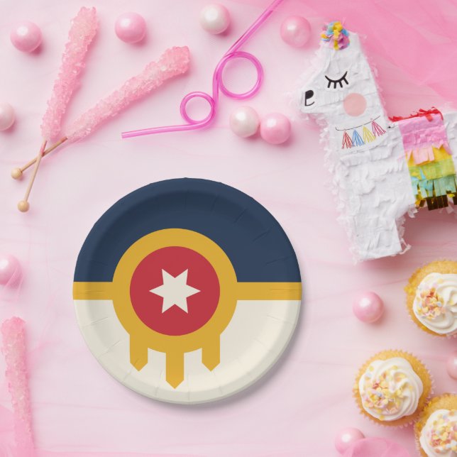 Patriotic paper plate with flag of Tulsa City (Party)