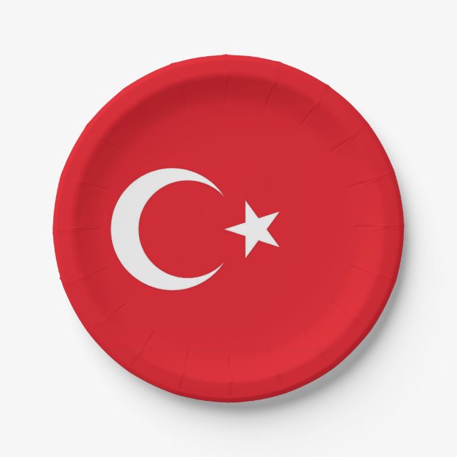 Patriotic paper plate with flag of Turkey (Front)