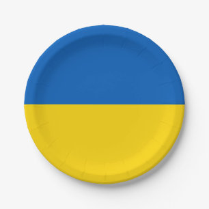 Patriotic paper plate with flag of Ukraine