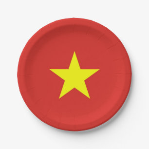 Patriotic paper plate with flag of Vietnam
