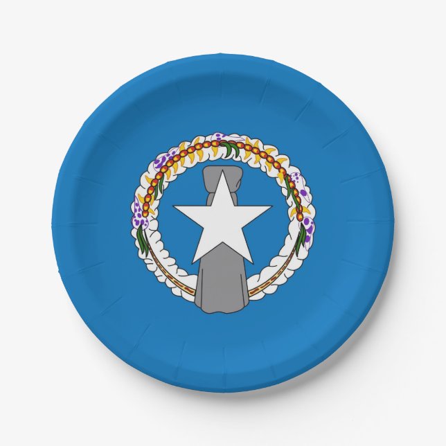 Patriotic paper plate with Northern Mariana flag (Front)