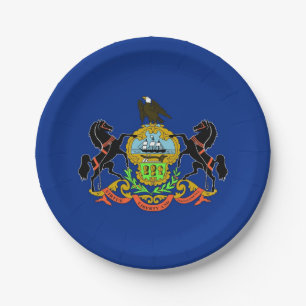 Patriotic paper plate with Pennsylvania flag
