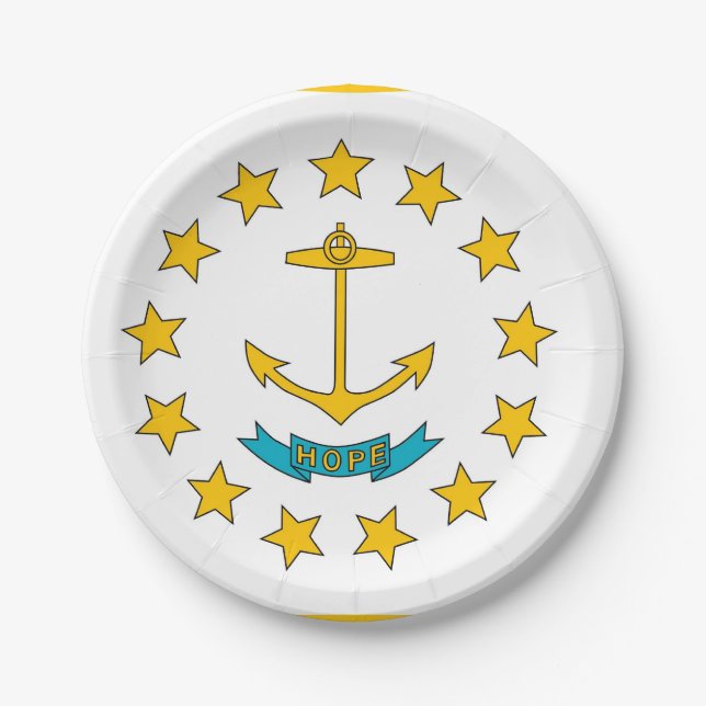 Patriotic paper plate with Rhode Island flag (Front)