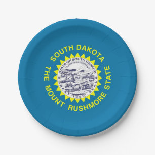 Patriotic paper plate with South Dakota flag