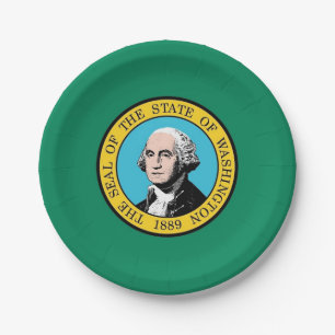 Patriotic paper plate with Washington State flag