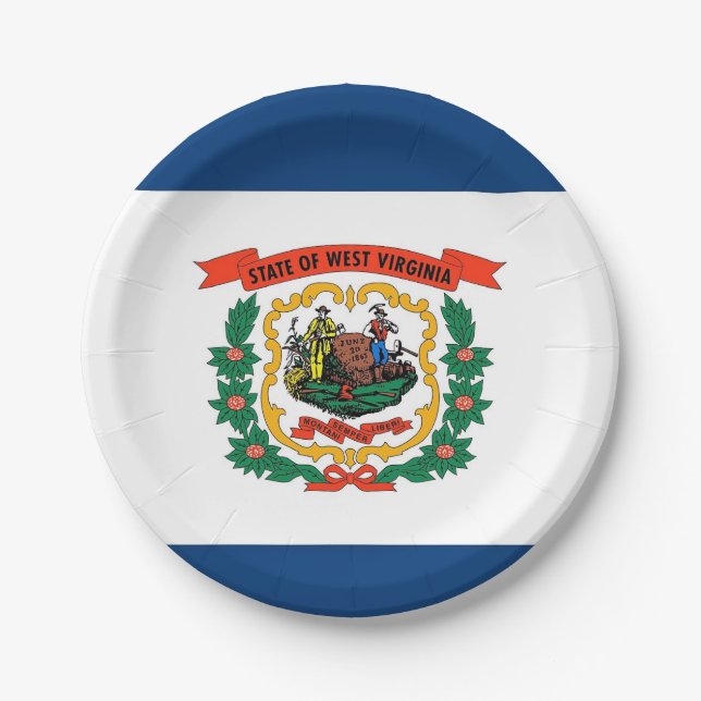 Patriotic paper plate with West Virginia flag (Front)