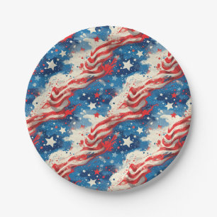 Patriotic Paper Plates Red White and Blue Stars