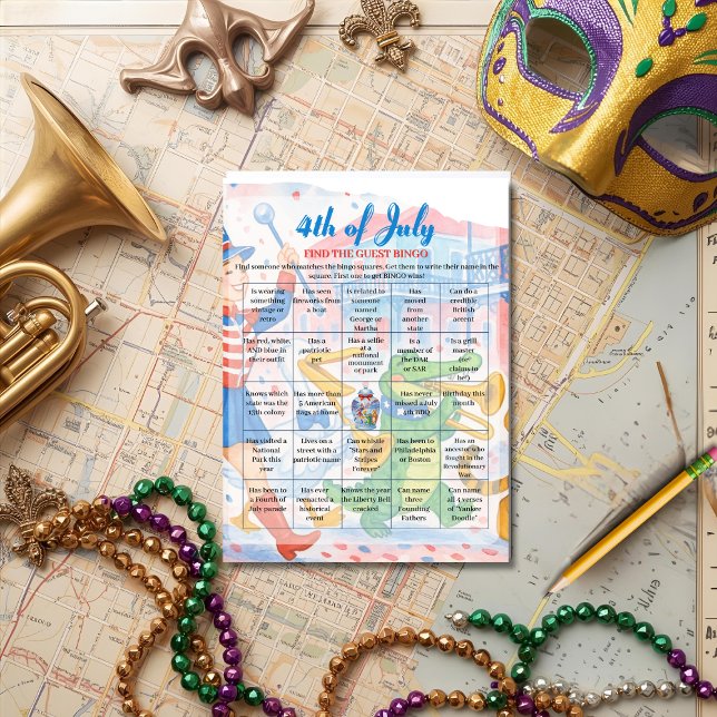 Patriotic Parade 4th of July Bingo  game card (Patriotic Parade 4th of July Bingo game card)