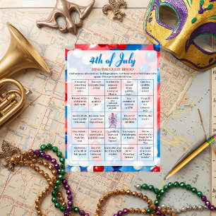 Patriotic Parade red blue  4th of July Bingo game  Holiday Card