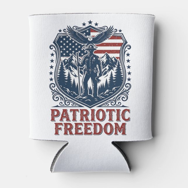 Patriotic Park Ranger Vector Graphic Tee_1 Can Cooler (Front)