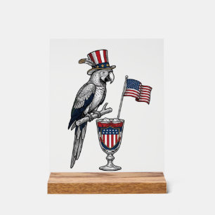 Patriotic Parrot Cocktail Vintage Vector Design_1 Acrylic Sign