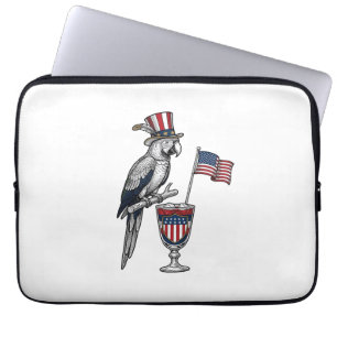 Patriotic Parrot Cocktail Vintage Vector Design_1 Laptop Sleeve