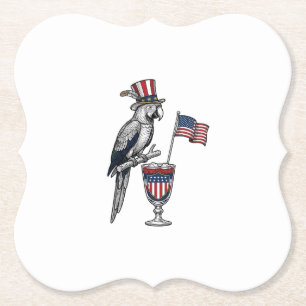 Patriotic Parrot Cocktail Vintage Vector Design_1 Paper Coaster