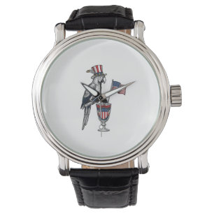 Patriotic Parrot Cocktail Vintage Vector Design_1 Watch