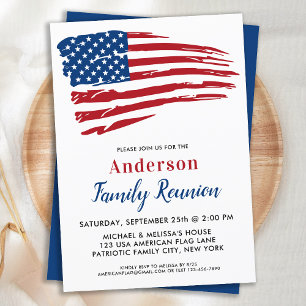 Patriotic Party American Flag Family Reunion  Invitation