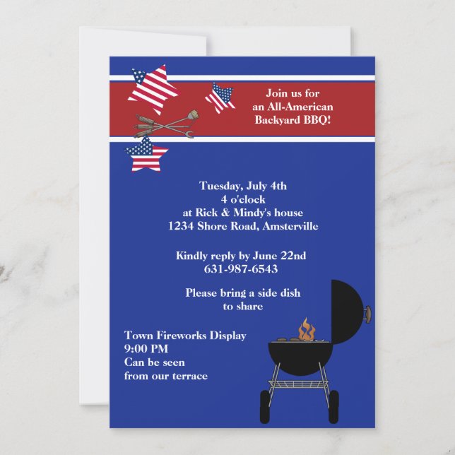 Patriotic Party BBQ Invitation (Front)