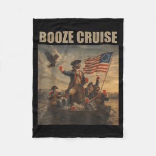 Patriotic Party Boat Funny 4th of July Booze Fleece Blanket