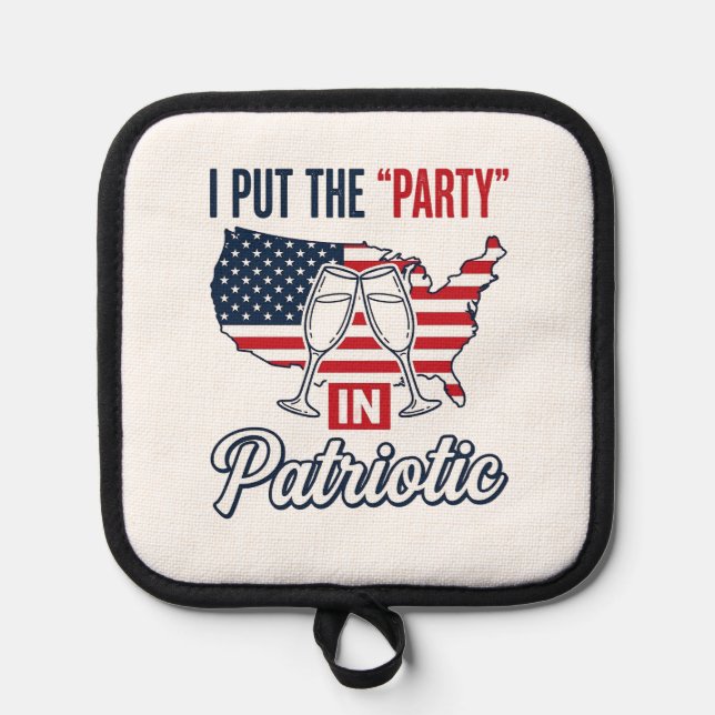 Patriotic Party Quote USA Flag Champagne Vector Te Pot Holder (Front)