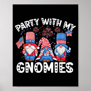 Patriotic Party With Gnomies Usa Independence Day Poster