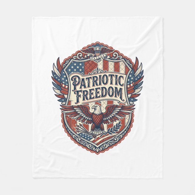 Patriotic Patchwork Artist Fleece Blanket (Front)