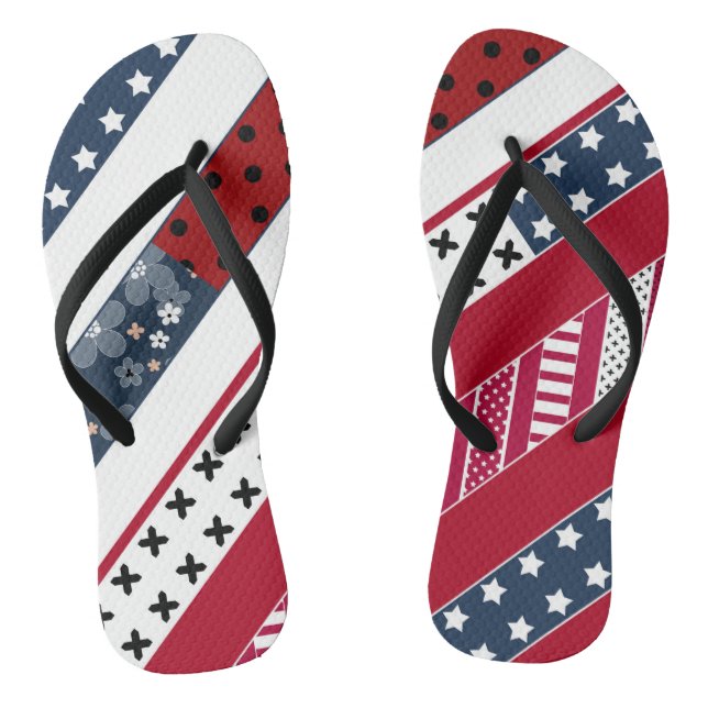 Patriotic, patchwork jandals (Footbed)