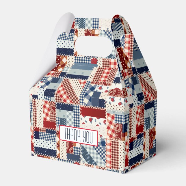 Patriotic Patchwork Quilt Favour Box (Front Side)