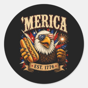 Patriotic Patriotic Eagle 1776 Bbq Food Usa Classic Round Sticker