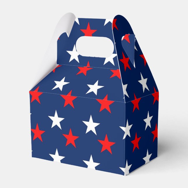 Patriotic Pattern Stars on Blue Favour Box (Front Side)