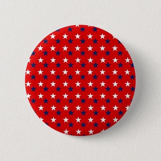 Patriotic Pattern Stars on Red 6 Cm Round Badge (Front)