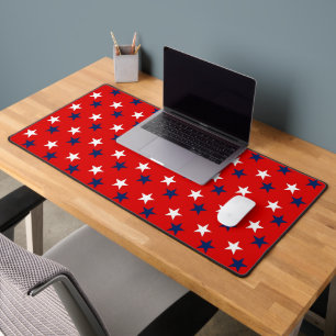 Patriotic Pattern Stars on Red Desk Mat