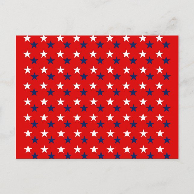 Patriotic Pattern Stars on Red Postcard (Front)