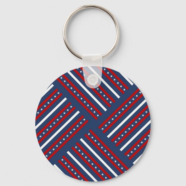 Patriotic Pattern Stripes Key Ring (Front)