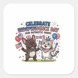 Patriotic Paws 4th of July Celebration Square Sticker